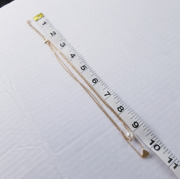 Layered Choker Necklace Pearl & Heart - Picture 2 of 3